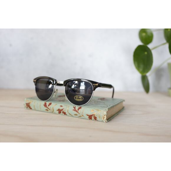 Vintage 1990s Y2K Clubmaster Cat Eye Style Sunglasses NOS Preppy Academia - Picture 1 of 8